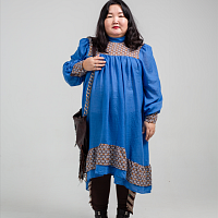 SAKHABOHO / Стилизованное платье "халадаай" в виде туники, укороченное