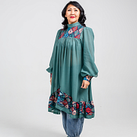 SAKHABOHO / Стилизованное якутское платье "халадаай" в виде туники, укороченное