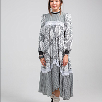 SAKHABOHO / Стилизованное якутское, белое платье с принтом
